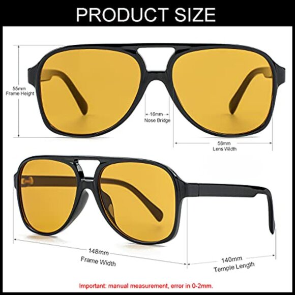 Polarized Classic Vintage Aviator Sunglasses Large Frame Retro 70s